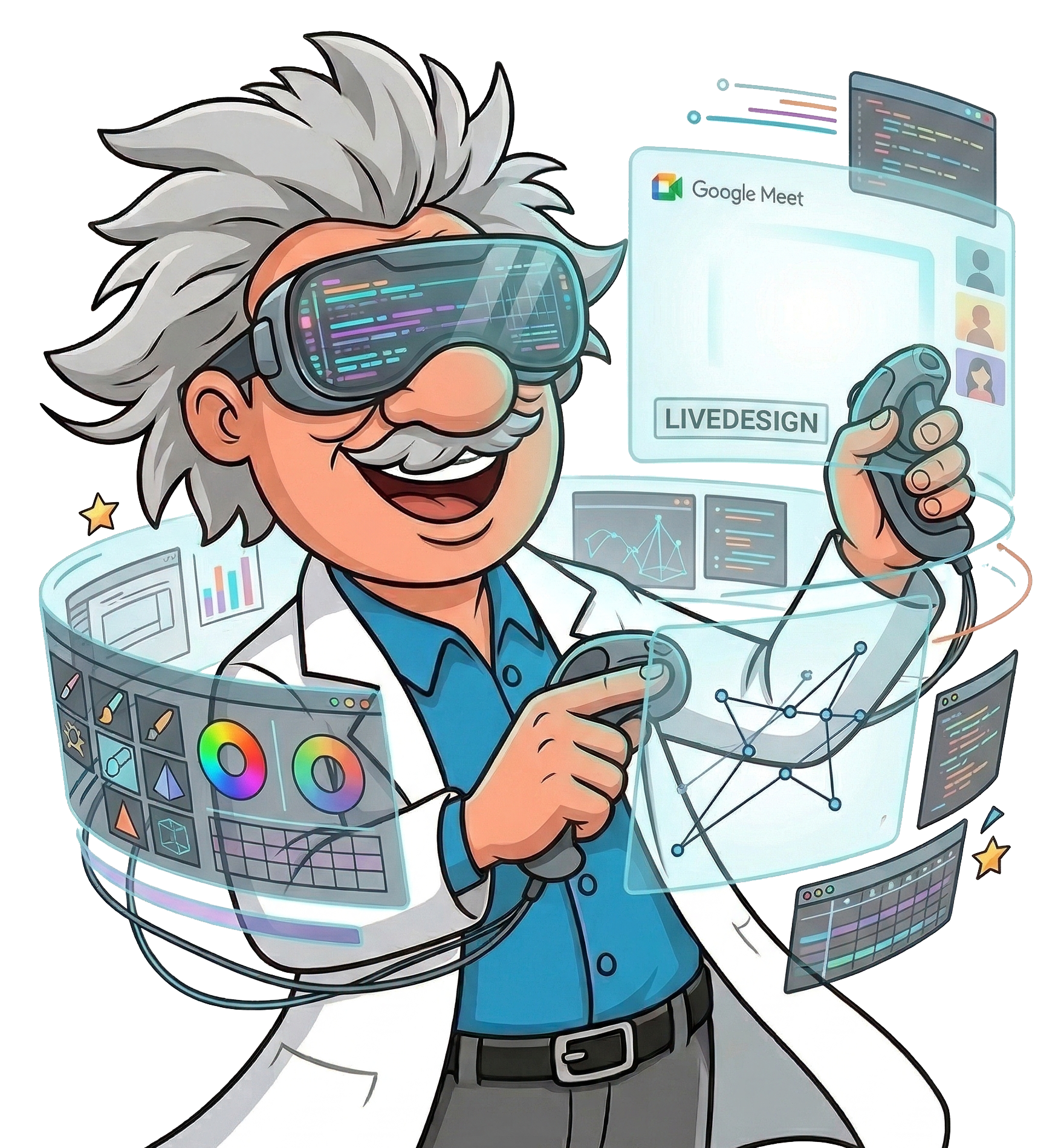 Doc with VR design screens